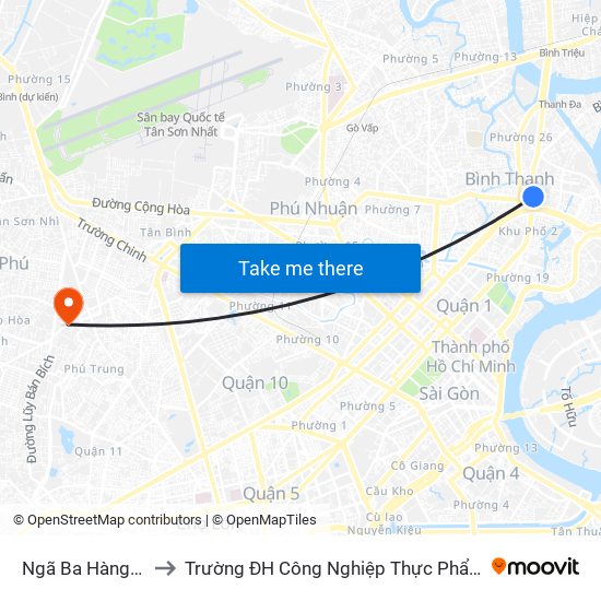 Ngã Ba Hàng Xanh to Trường ĐH Công Nghiệp Thực Phẩm TPHCM map