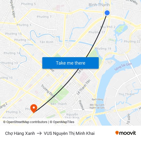 Chợ Hàng Xanh to VUS Nguyên Thị Minh Khai map