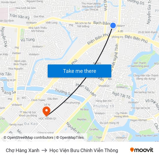 Chợ Hàng Xanh to Học Viện Bưu Chính Viễn Thông map