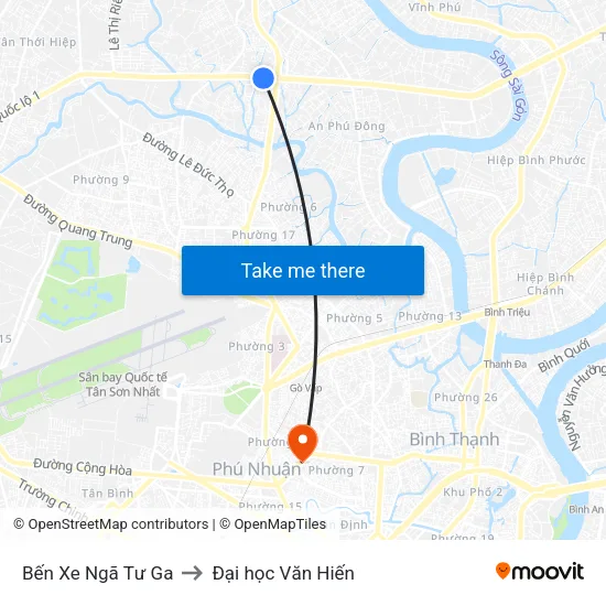 Bến Xe Ngã Tư Ga to Đại học Văn Hiến map