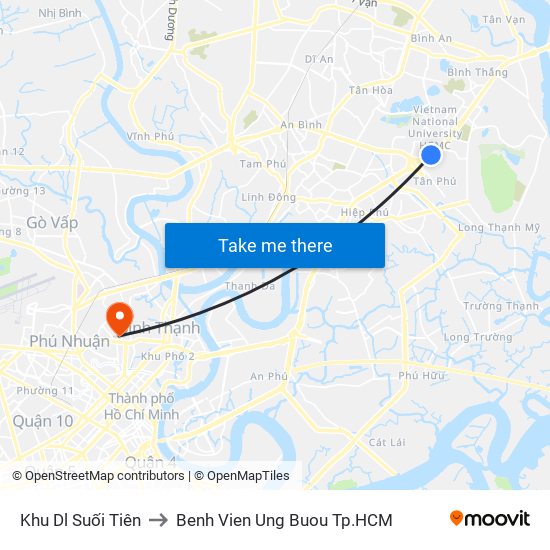 Khu Dl Suối Tiên to Benh Vien Ung Buou Tp.HCM map