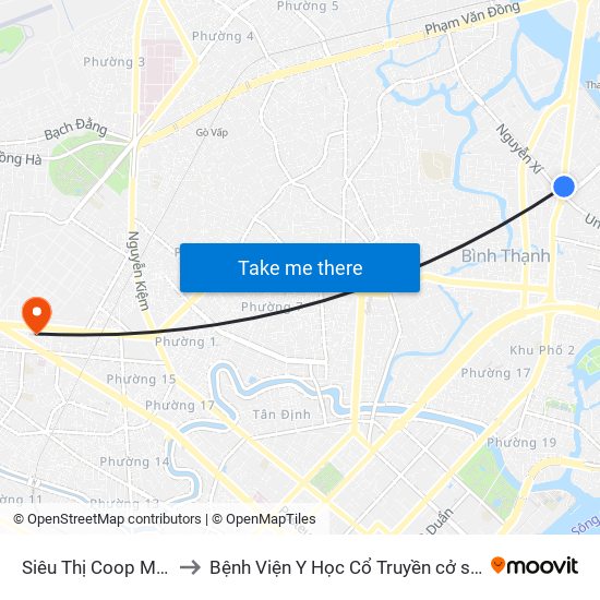 Siêu Thị Coop Mart to Bệnh Viện Y Học Cổ Truyền cở sở 3 map