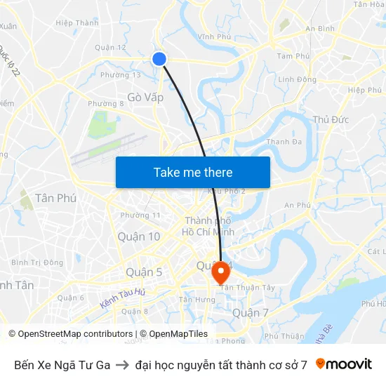 Bến Xe Ngã Tư Ga to đại học nguyễn tất thành cơ sở 7 map