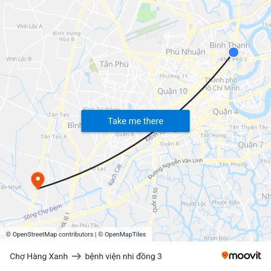 Chợ Hàng Xanh to bệnh viện nhi đồng 3 map