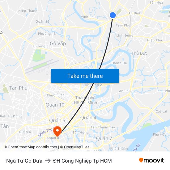 Ngã Tư Gò Dưa to ĐH Công Nghiệp Tp HCM map