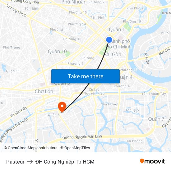 Pasteur to ĐH Công Nghiệp Tp HCM map