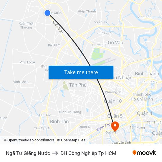 Ngã Tư Giếng Nước to ĐH Công Nghiệp Tp HCM map