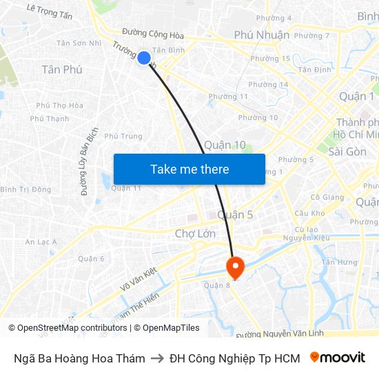 Ngã Ba Hoàng Hoa Thám to ĐH Công Nghiệp Tp HCM map