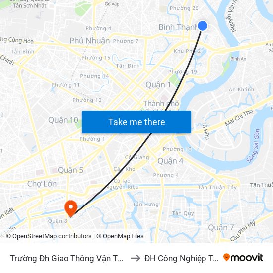 Trường Đh Giao Thông Vận Tải Tp. Hcm to ĐH Công Nghiệp Tp HCM map