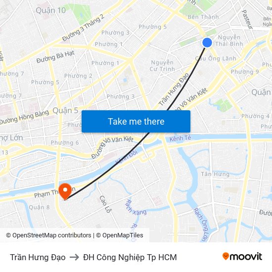 Trần Hưng Đạo to ĐH Công Nghiệp Tp HCM map