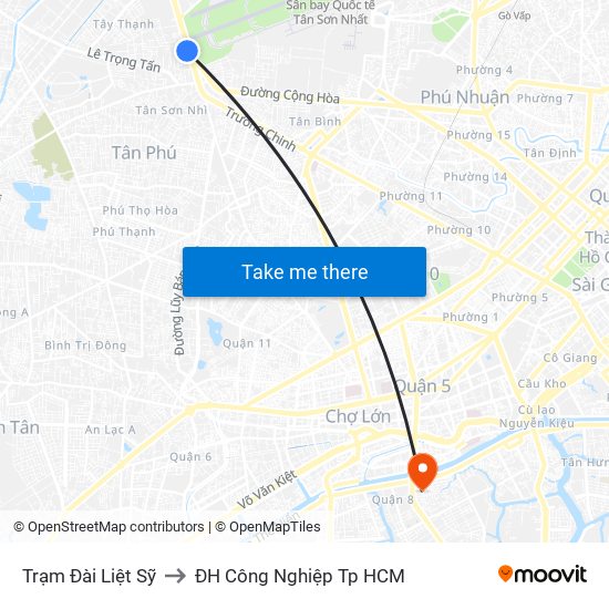 Trạm Đài Liệt Sỹ to ĐH Công Nghiệp Tp HCM map