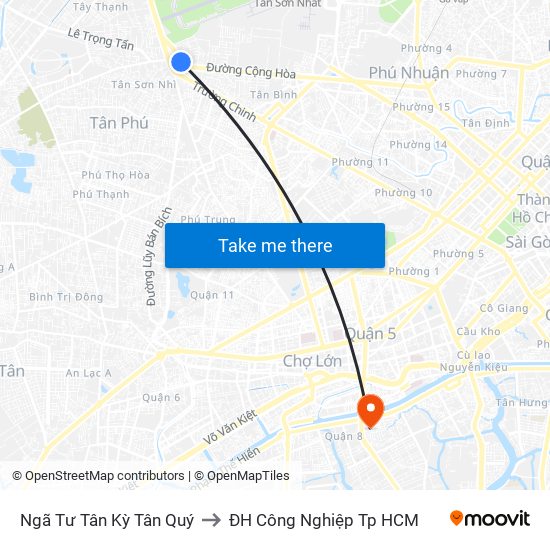 Ngã Tư Tân Kỳ Tân Quý to ĐH Công Nghiệp Tp HCM map