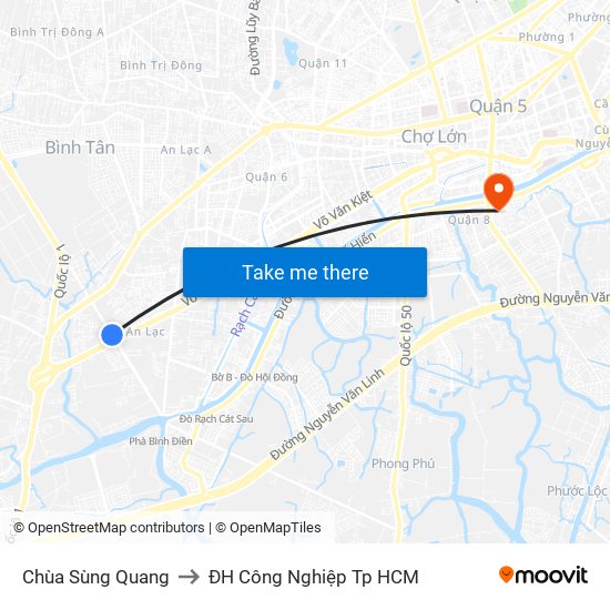 Chùa Sùng Quang to ĐH Công Nghiệp Tp HCM map