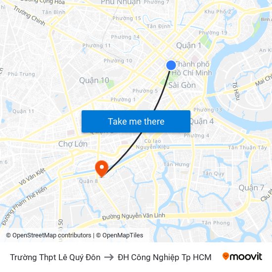 Trường Thpt Lê Quý Đôn to ĐH Công Nghiệp Tp HCM map