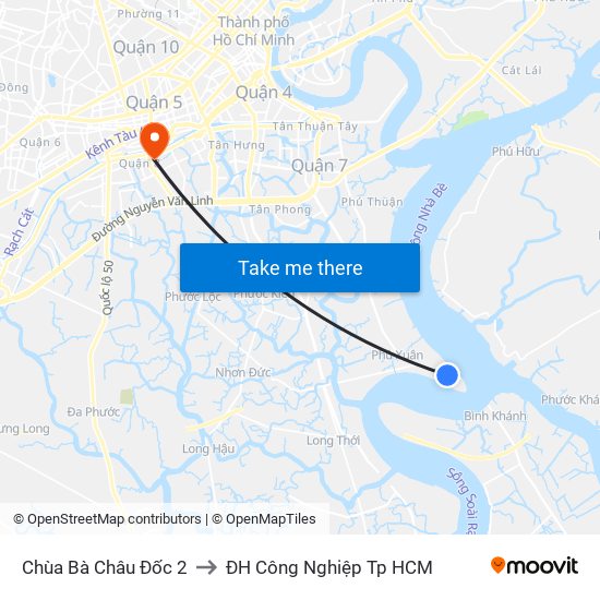 Chùa Bà Châu Đốc 2 to ĐH Công Nghiệp Tp HCM map