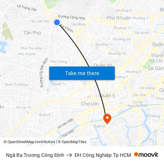 Ngã Ba Trương Công Định to ĐH Công Nghiệp Tp HCM map