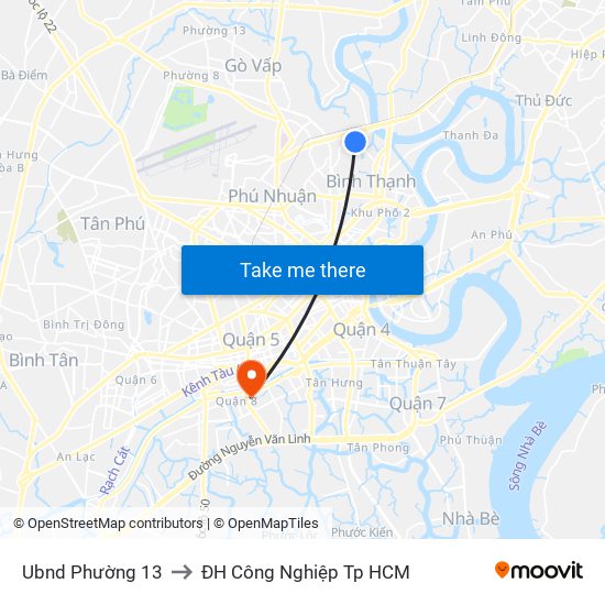 Ubnd Phường 13 to ĐH Công Nghiệp Tp HCM map