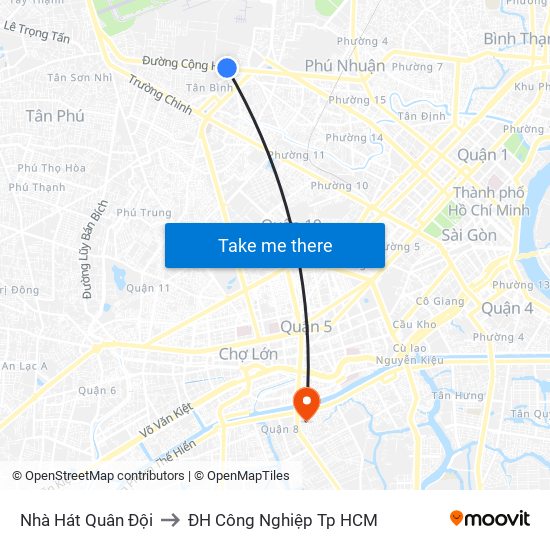 Nhà Hát Quân Đội to ĐH Công Nghiệp Tp HCM map