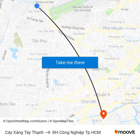 Cây Xăng Tây Thạnh to ĐH Công Nghiệp Tp HCM map