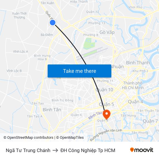 Ngã Tư Trung Chánh to ĐH Công Nghiệp Tp HCM map