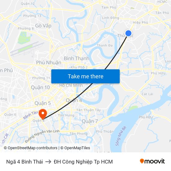 Ngã 4 Bình Thái to ĐH Công Nghiệp Tp HCM map