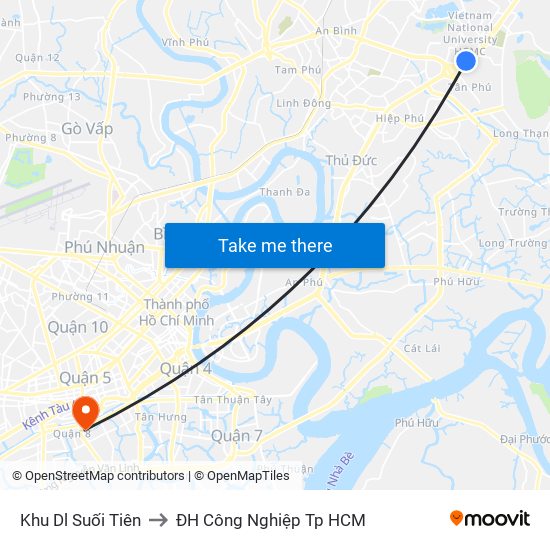 Khu Dl Suối Tiên to ĐH Công Nghiệp Tp HCM map