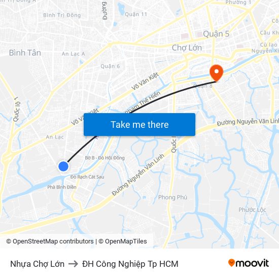 Nhựa Chợ Lớn to ĐH Công Nghiệp Tp HCM map