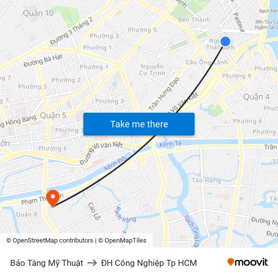 Bảo Tàng Mỹ Thuật to ĐH Công Nghiệp Tp HCM map