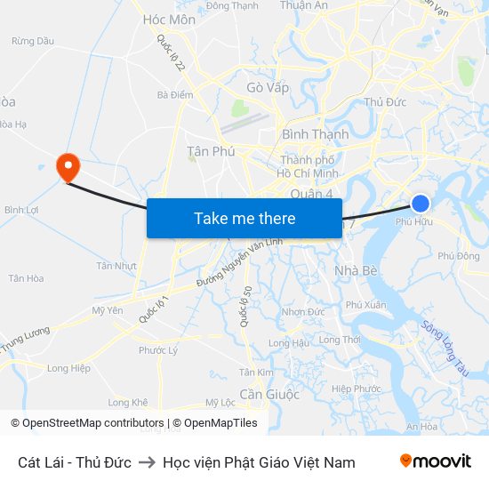 Cát Lái - Thủ Đức to Học viện Phật Giáo Việt Nam map