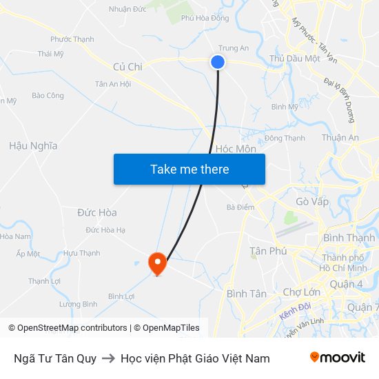 Ngã Tư Tân Quy to Học viện Phật Giáo Việt Nam map