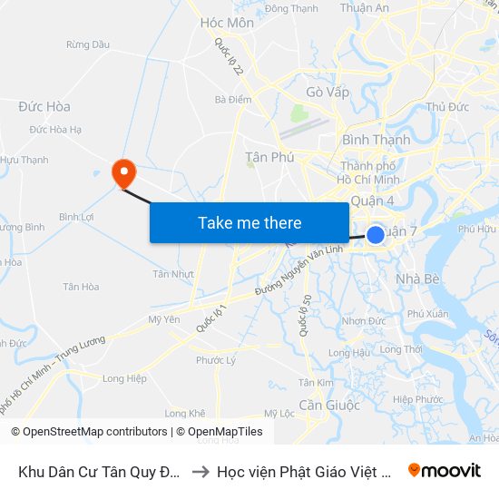 Khu Dân Cư Tân Quy Đông to Học viện Phật Giáo Việt Nam map