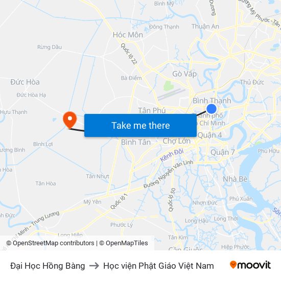 Đại Học Hồng Bàng to Học viện Phật Giáo Việt Nam map