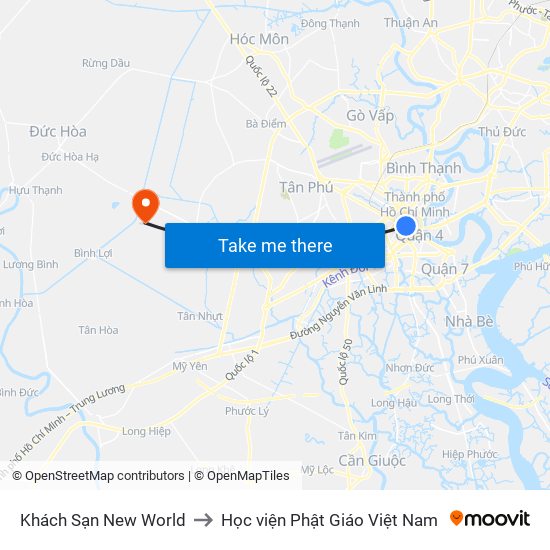 Khách Sạn New World to Học viện Phật Giáo Việt Nam map