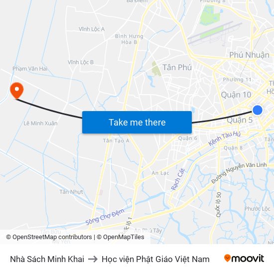 Nhà Sách Minh Khai to Học viện Phật Giáo Việt Nam map