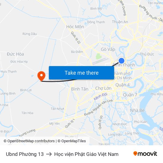 Ubnd Phường 13 to Học viện Phật Giáo Việt Nam map