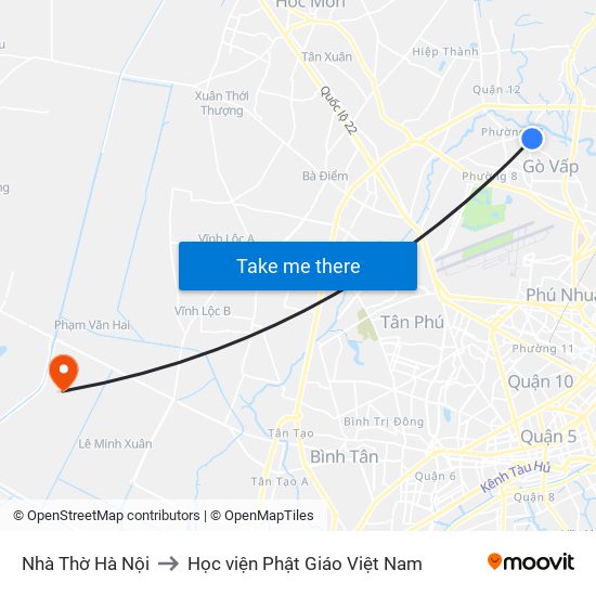 Nhà Thờ Hà Nội to Học viện Phật Giáo Việt Nam map