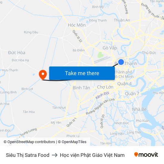 Siêu Thị Satra Food to Học viện Phật Giáo Việt Nam map