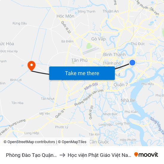 Phòng Đào Tạo Quận 2 to Học viện Phật Giáo Việt Nam map