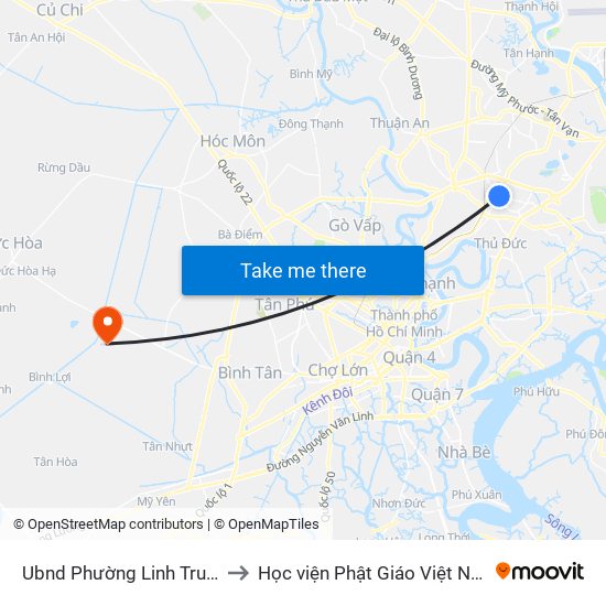 Ubnd Phường Linh Trung to Học viện Phật Giáo Việt Nam map