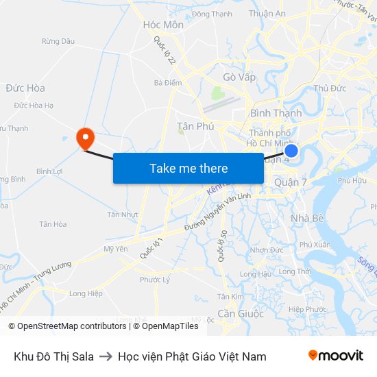 Khu Đô Thị Sala to Học viện Phật Giáo Việt Nam map