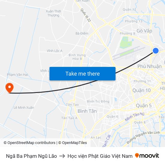 Ngã Ba Phạm Ngũ Lão to Học viện Phật Giáo Việt Nam map