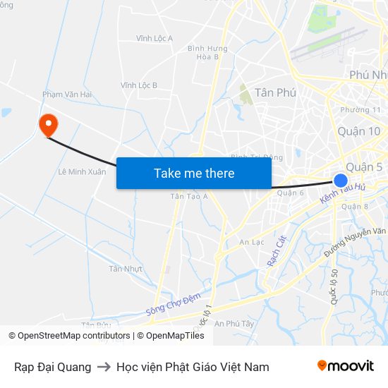 Rạp Đại Quang to Học viện Phật Giáo Việt Nam map