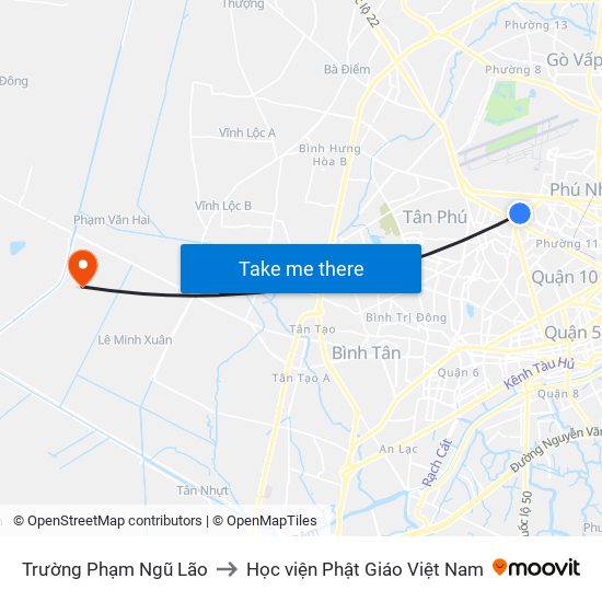 Trường Phạm Ngũ Lão to Học viện Phật Giáo Việt Nam map