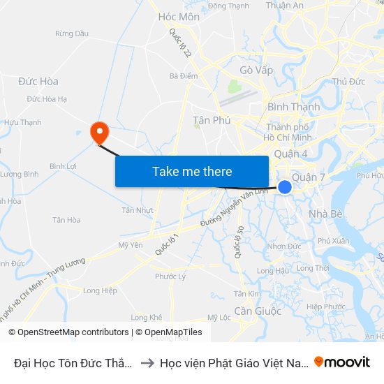 Đại Học Tôn Đức Thắng to Học viện Phật Giáo Việt Nam map