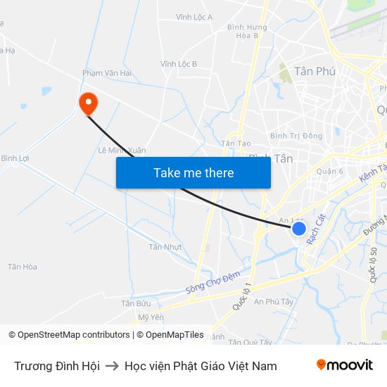 Trương Đình Hội to Học viện Phật Giáo Việt Nam map