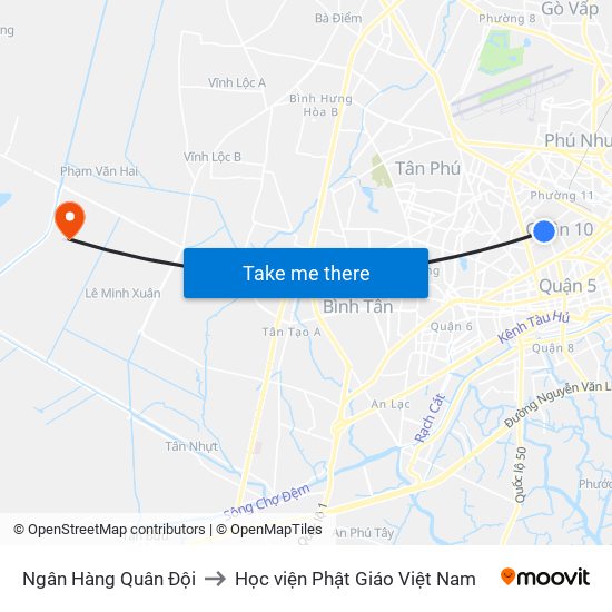 Ngân Hàng Quân Đội to Học viện Phật Giáo Việt Nam map