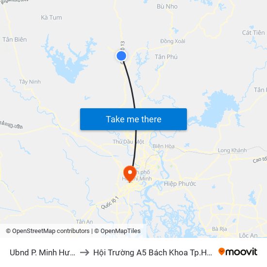 Ubnd P. Minh Hưng to Hội Trường A5 Bách Khoa Tp.HCM map