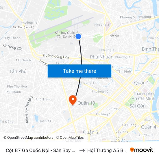 Cột B7 Ga Quốc Nội - Sân Bay Tân Sơn Nhất (Xe Thành Công) to Hội Trường A5 Bách Khoa Tp.HCM map