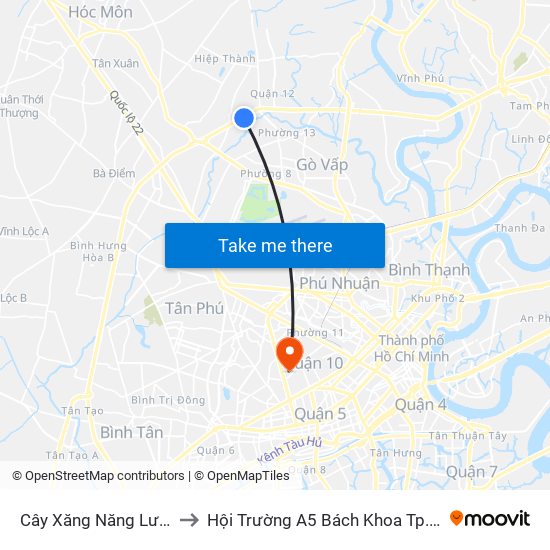 Cây Xăng Năng Lượng to Hội Trường A5 Bách Khoa Tp.HCM map