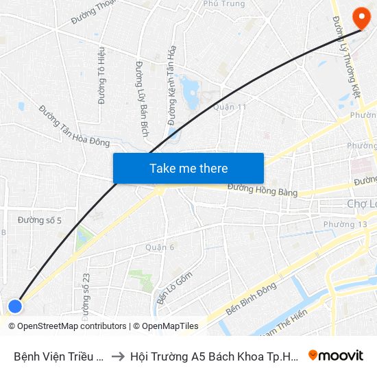 Bệnh Viện Triều An to Hội Trường A5 Bách Khoa Tp.HCM map